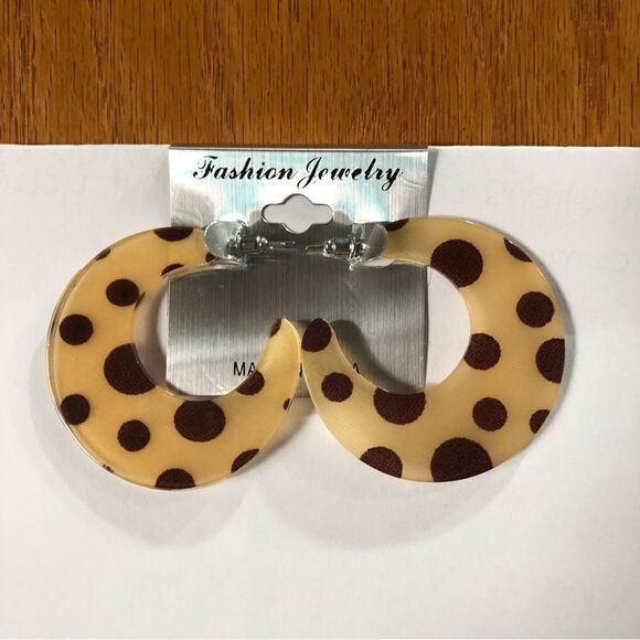 Fashion Jewelry Preppy Polka Dot Hoop Earrings - Picture 5 of 7